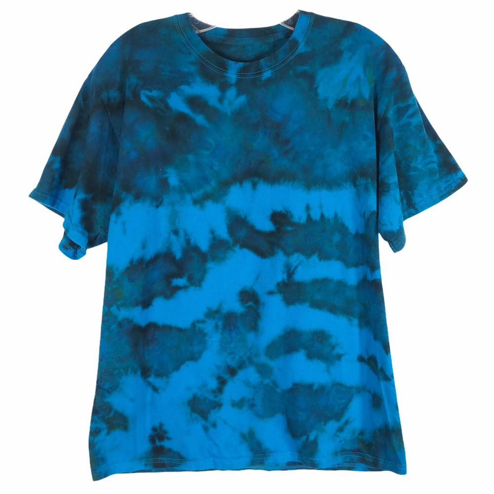 Fruit of the Loom Size Medium Tee Shirt Tie Dye Wave Warrior‎ Blue Black 1334